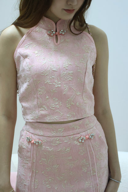*CNY*芊柔 (Qiān Róu) Soft  Petal Jacquard Co-Ord Set In Pink