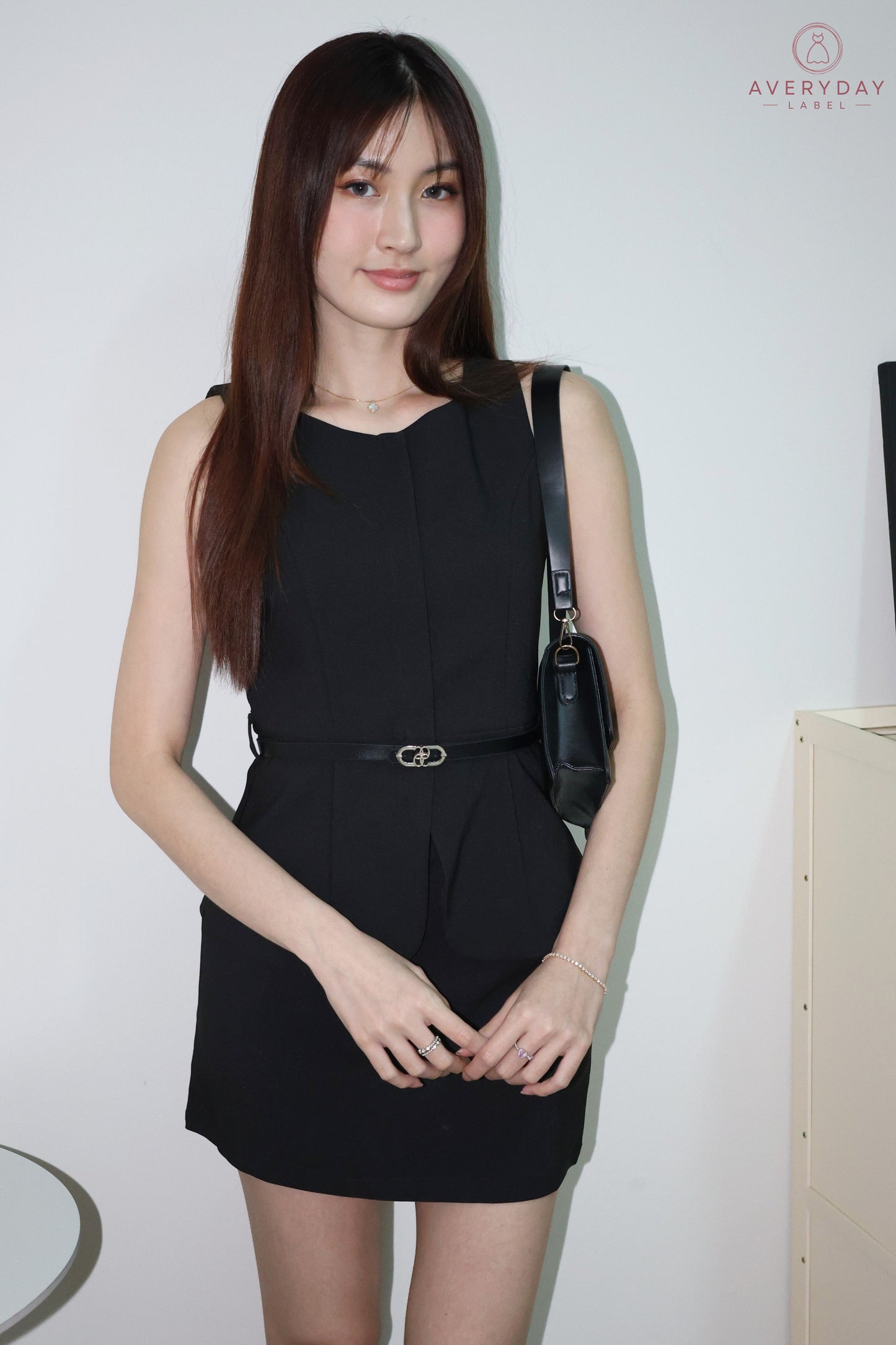 Annita Belted Peplum Top & Skorts Co-Ords In Black