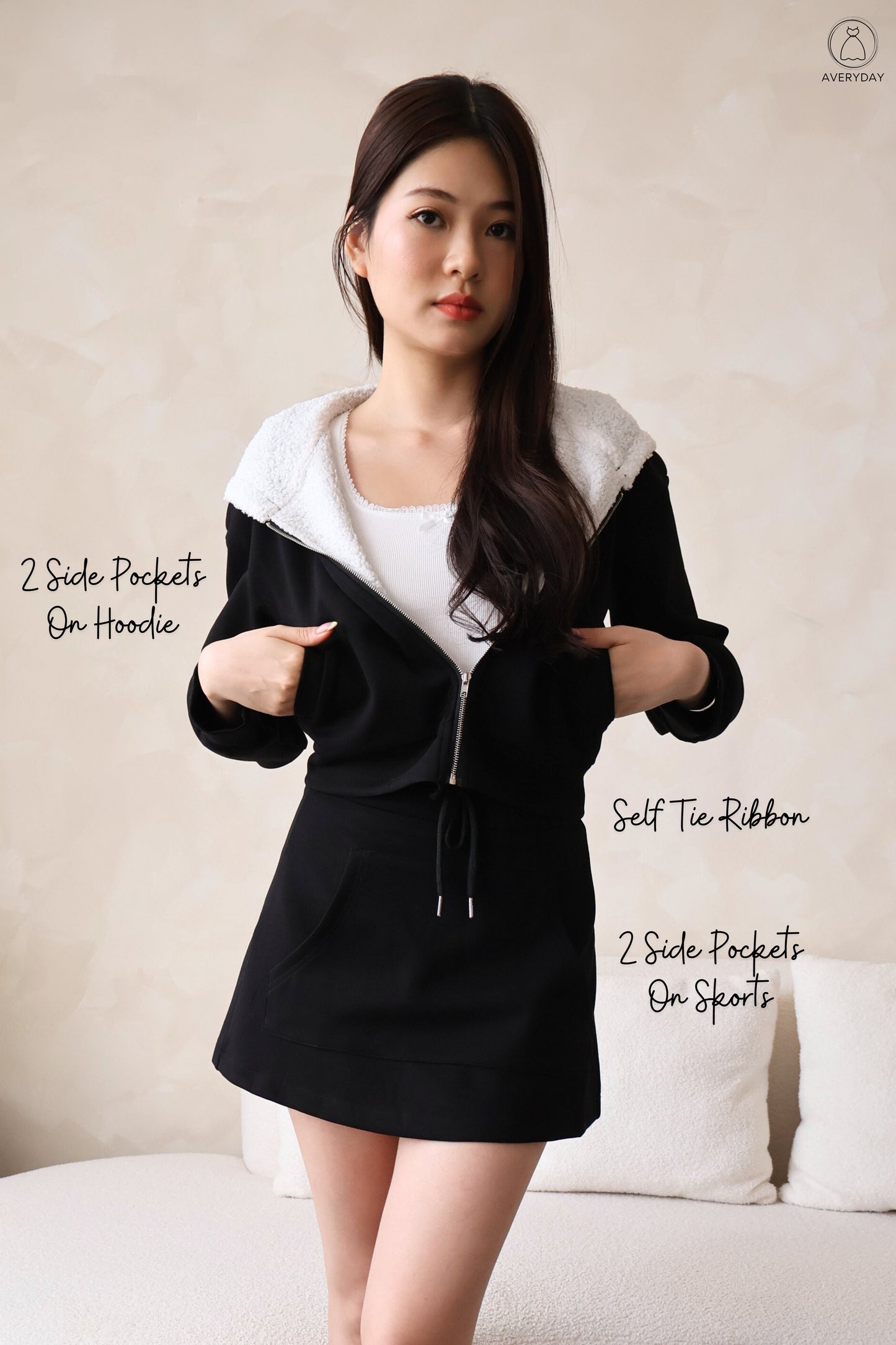 Janelle Cozy Lounge Co-ords Set In Black