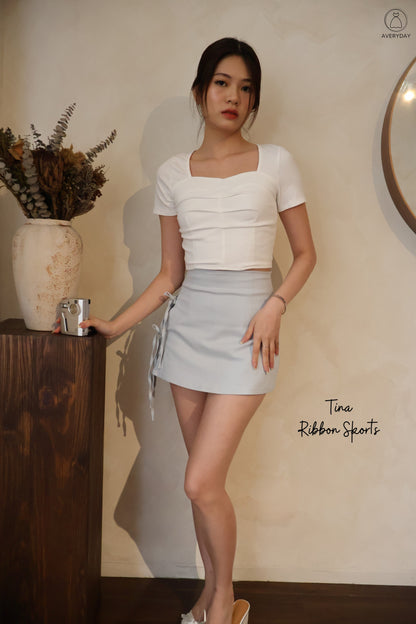 Tina Ribbon Skorts In Sky Blue