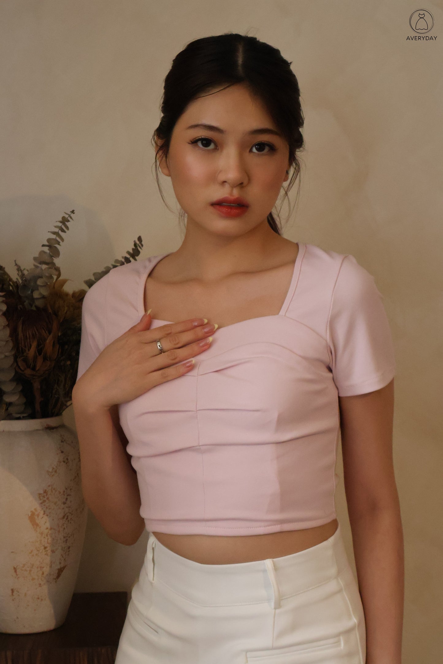 Sona Heart Shape Neckline Top In Lilac
