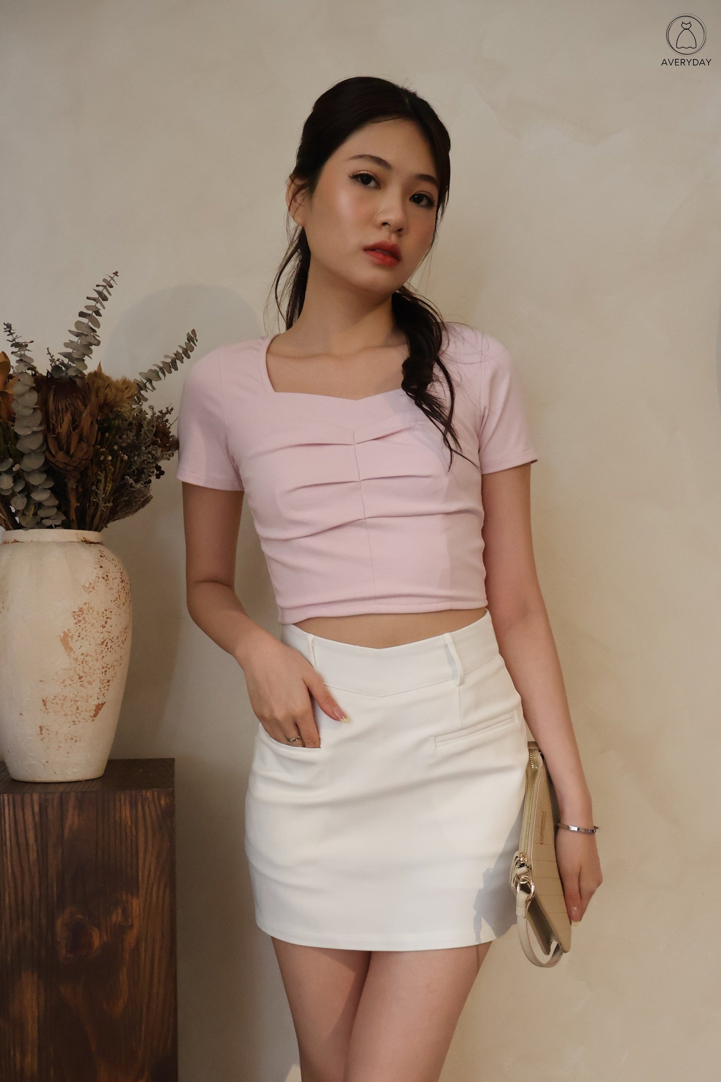 Sona Heart Shape Neckline Top In Lilac