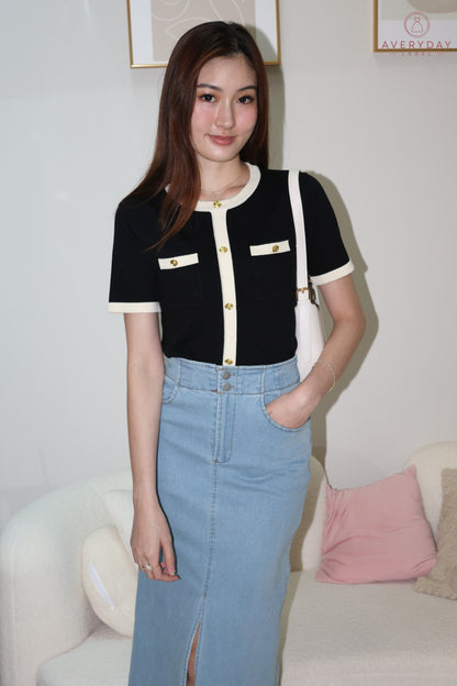 *AVD Label* [BUNDLE] Gretchen Rose Button Contrast Trim Knit Top