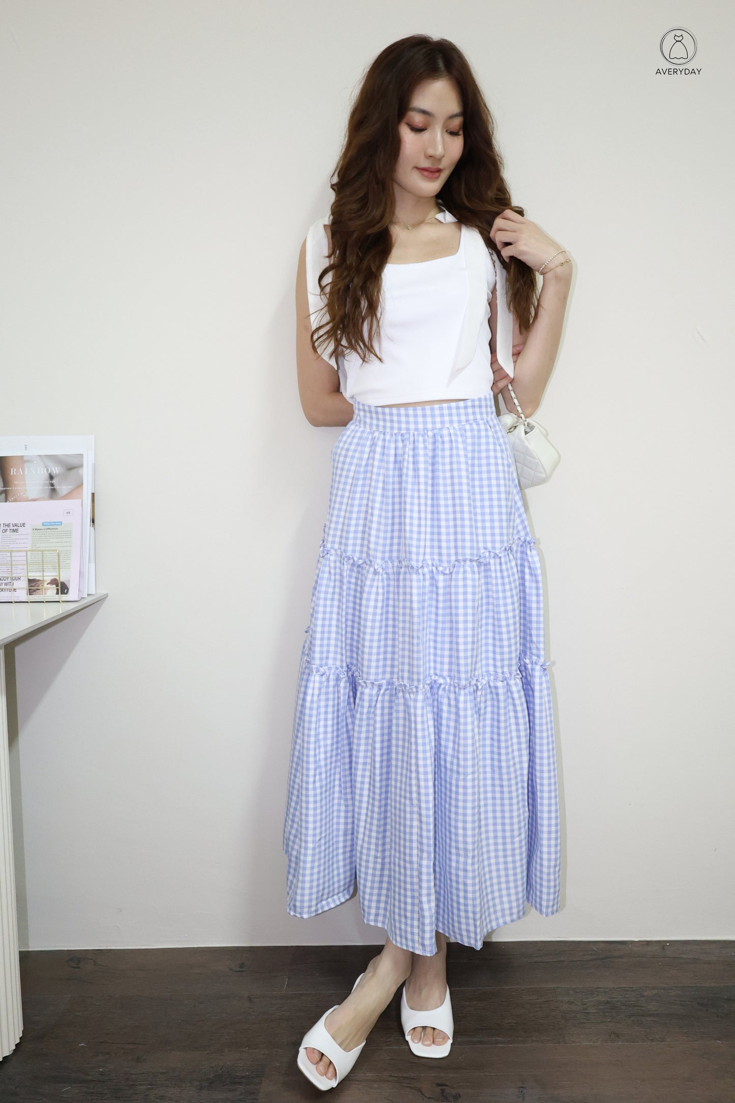 Ammie Self-Tie Mesh Ribbon Top In White