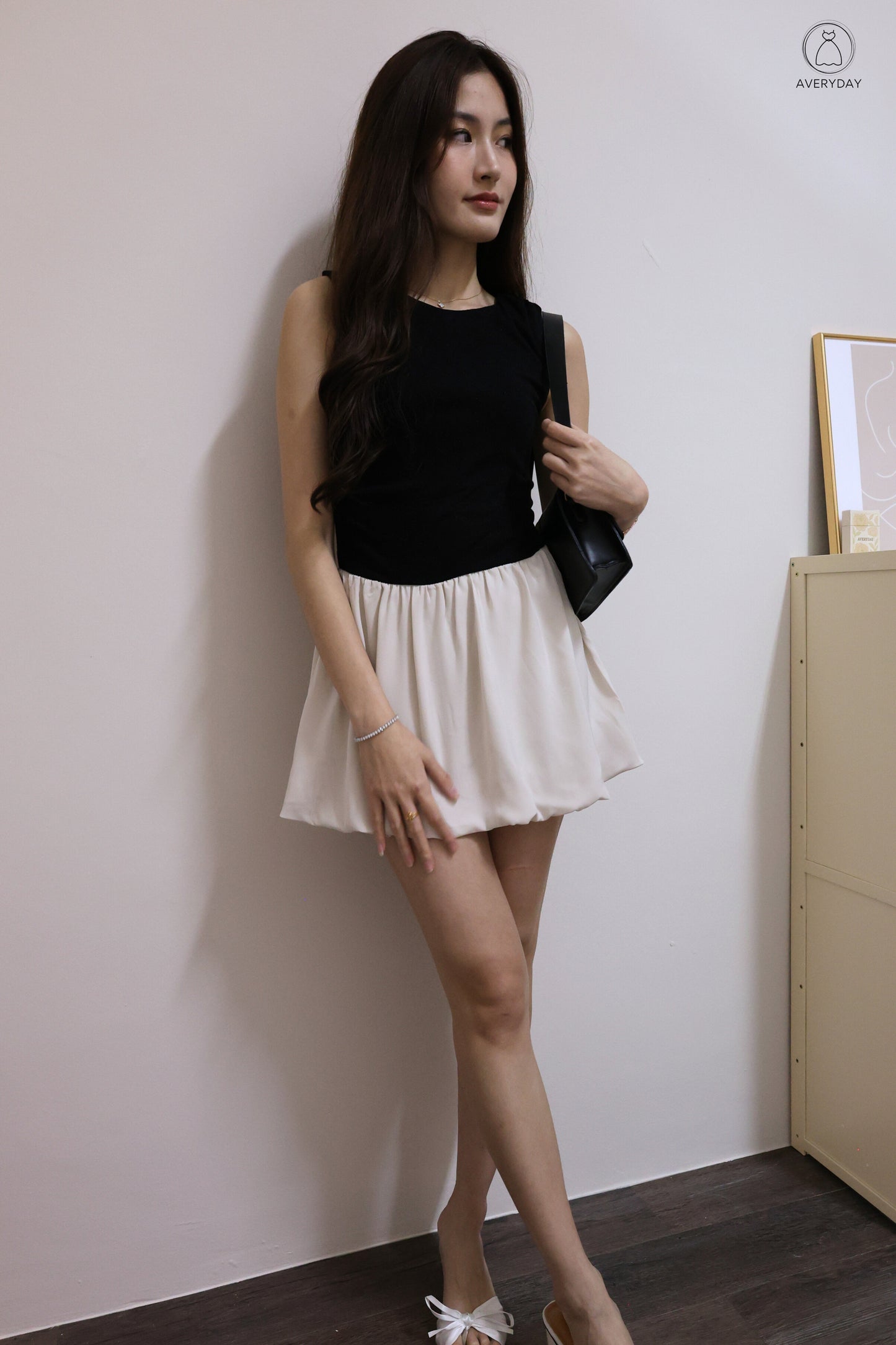 Linsey Glitter Soft Knit Bubble Hem Romper Dress In Champagne