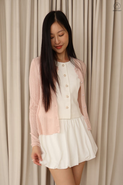Jane Pearl Button Cardigan In Pink