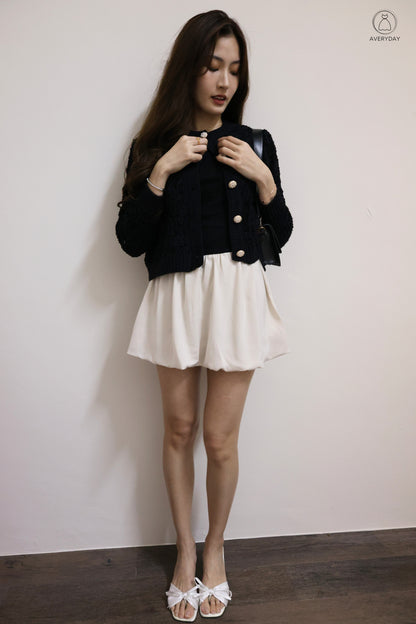 *Premium* Chenise Floral Button Glitter Knit Cardigan In Black