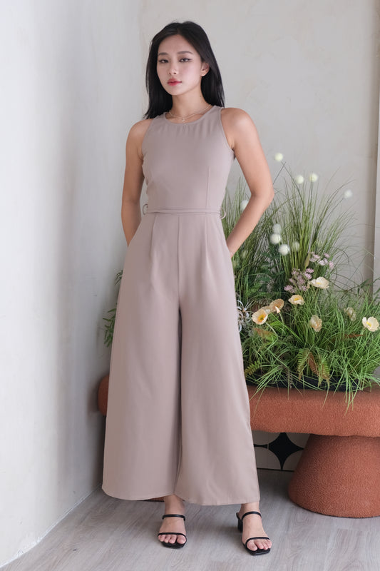 AVERYDAY Isabella Sleeveless Tank Jumpsuit in Taupe