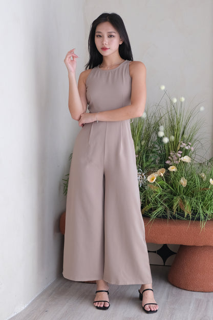 Isabella Sleeveless Tank Jumpsuit in Taupe