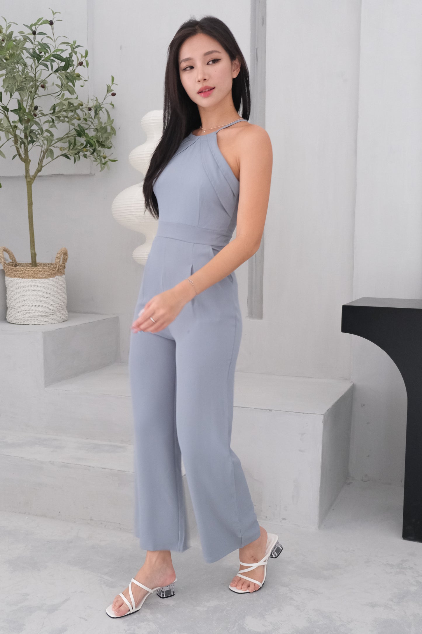 AVERYDAY Ava Pleated Tie-back Jumpsuit in Blue