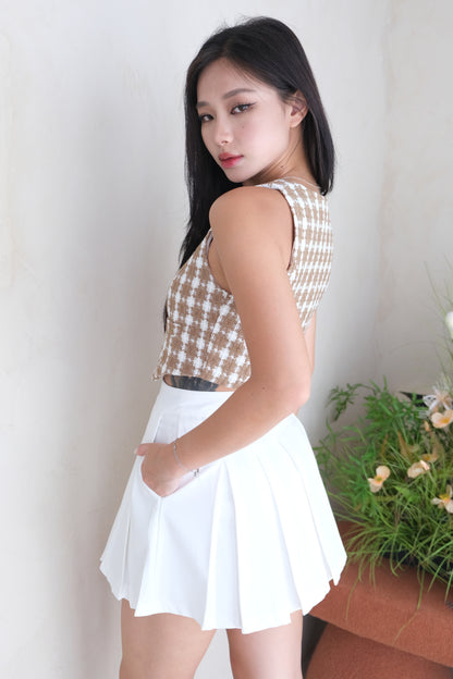 Camila Tweed 2-pc Vest Set in Mustard/White