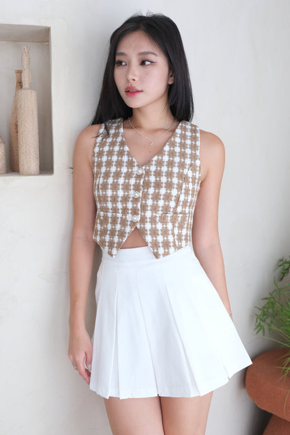 Camila Tweed 2-pc Vest Set in Mustard/White