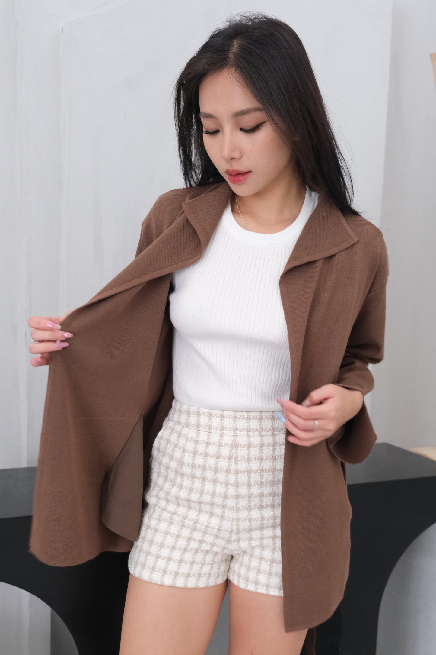 AVERYDAY Loraine Outerwear with Sash in Brown