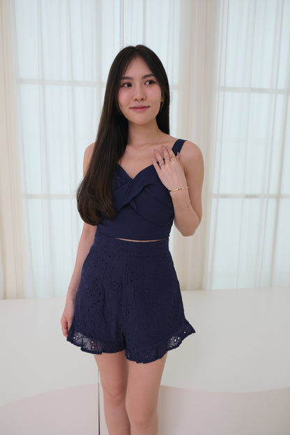 Celeste Eyelet Co-Ords in Navy Blue