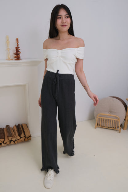 *Premium Quality* Odelia Lounge Fringe Pants in Grey
