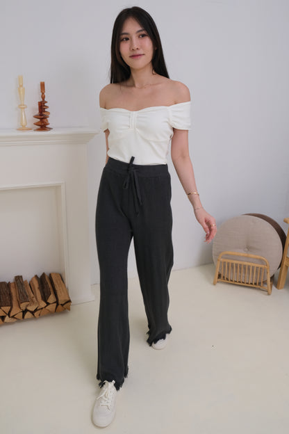 *Premium Quality* Odelia Lounge Fringe Pants in Grey