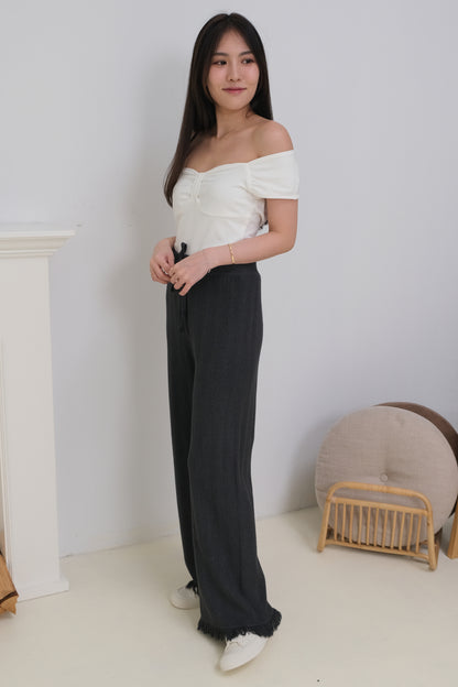 *Premium Quality* Odelia Lounge Fringe Pants in Grey