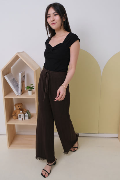 *Premium Quality* Odelia Lounge Fringe Pants in Brown