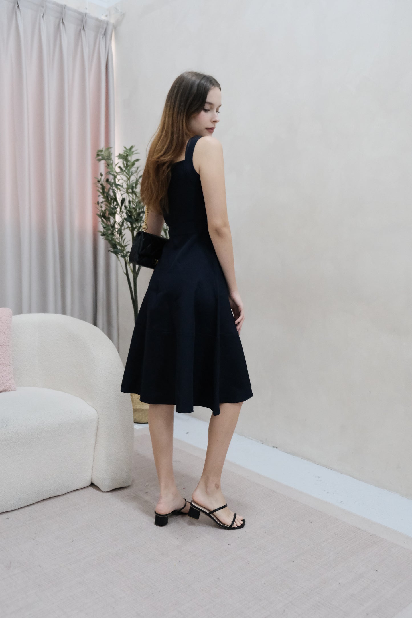 AVERYDAY Lorey Button Work Dress in Navy