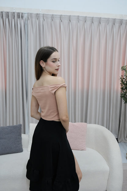 *New Shade* Leslie Off Shoulder Top in Blush Brown