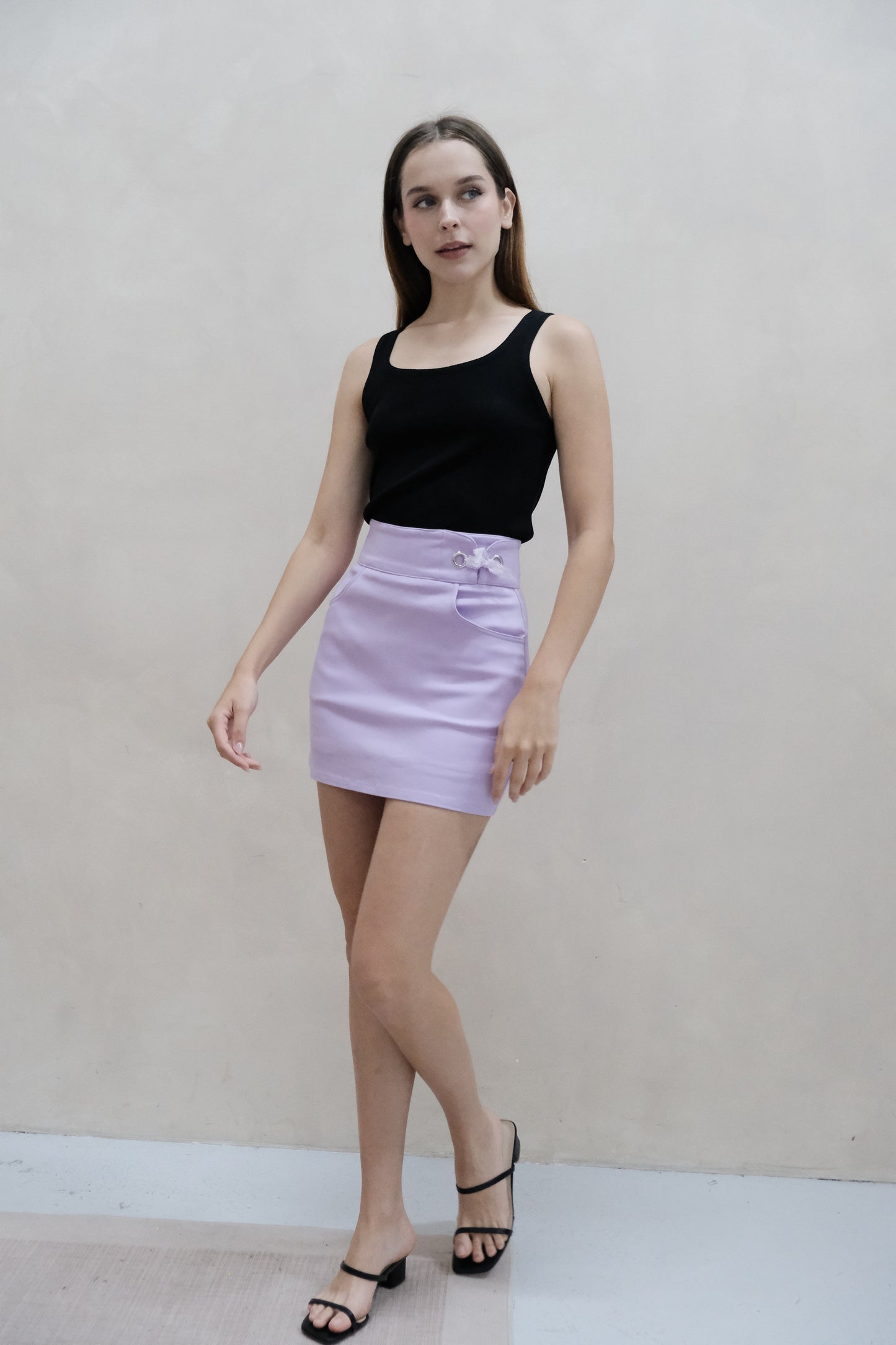 AVERYDAY Freyda Ribbon Lace Skorts in Lilac