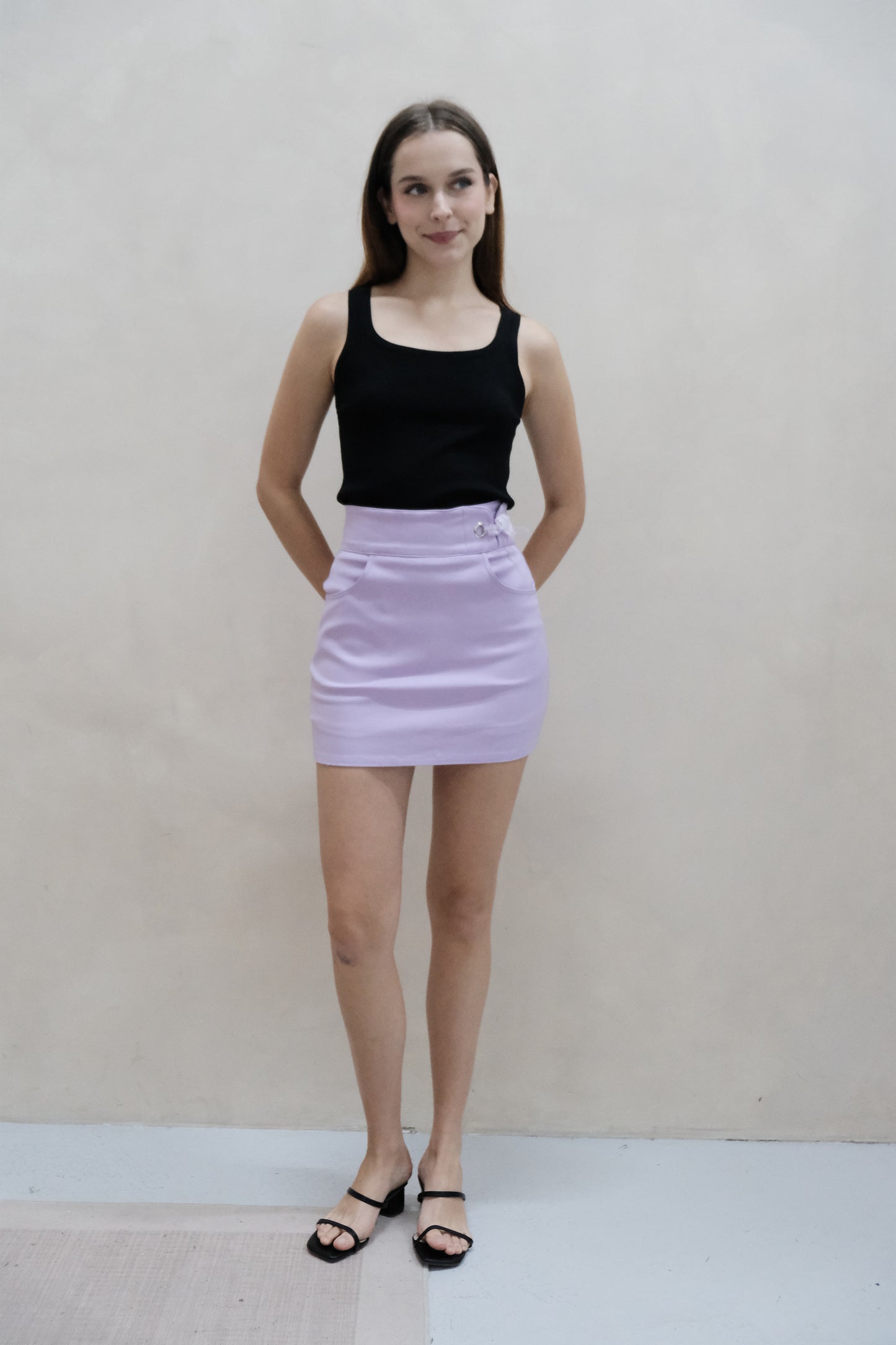 AVERYDAY Freyda Ribbon Lace Skorts in Lilac