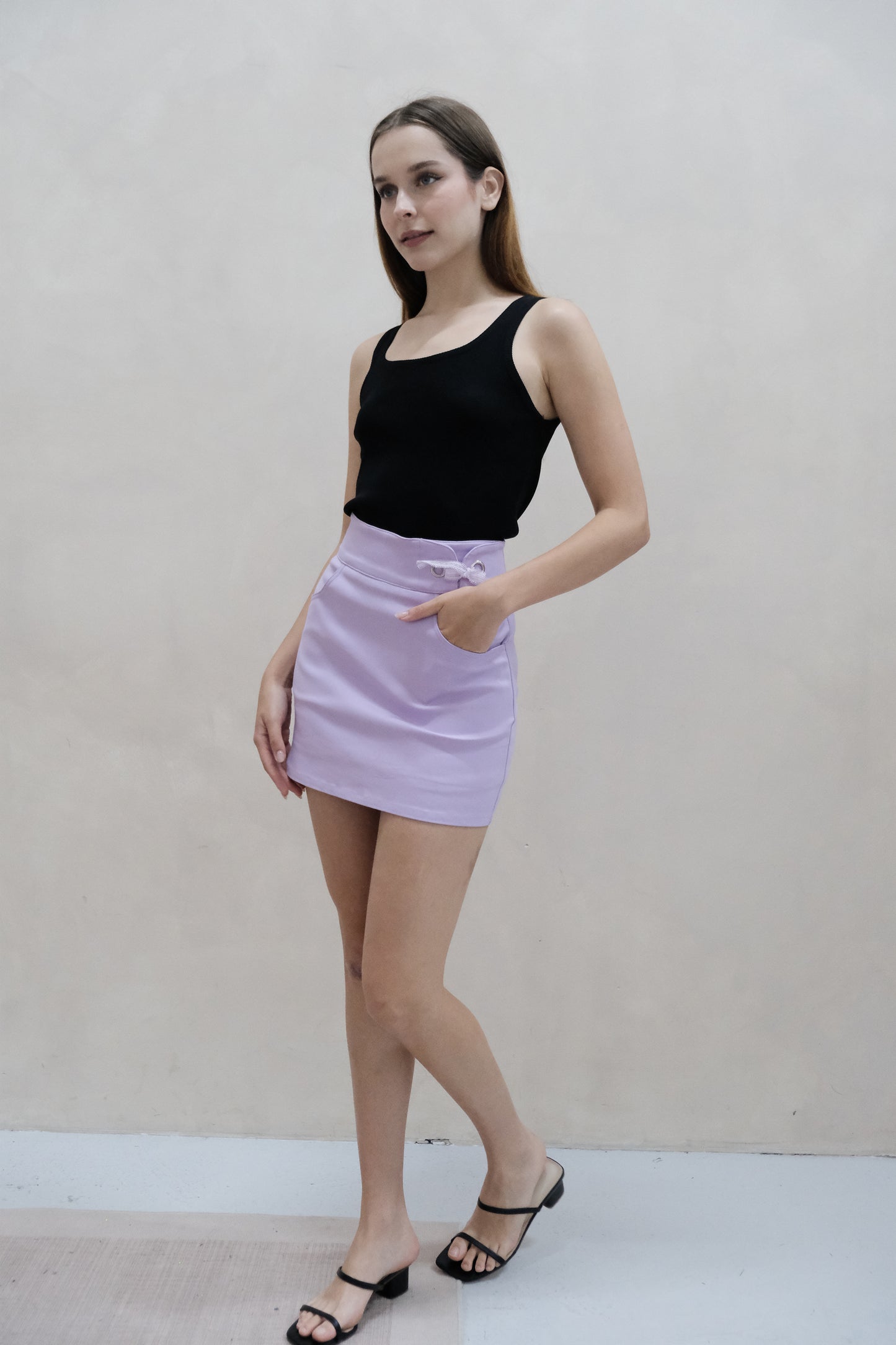 AVERYDAY Freyda Ribbon Lace Skorts in Lilac