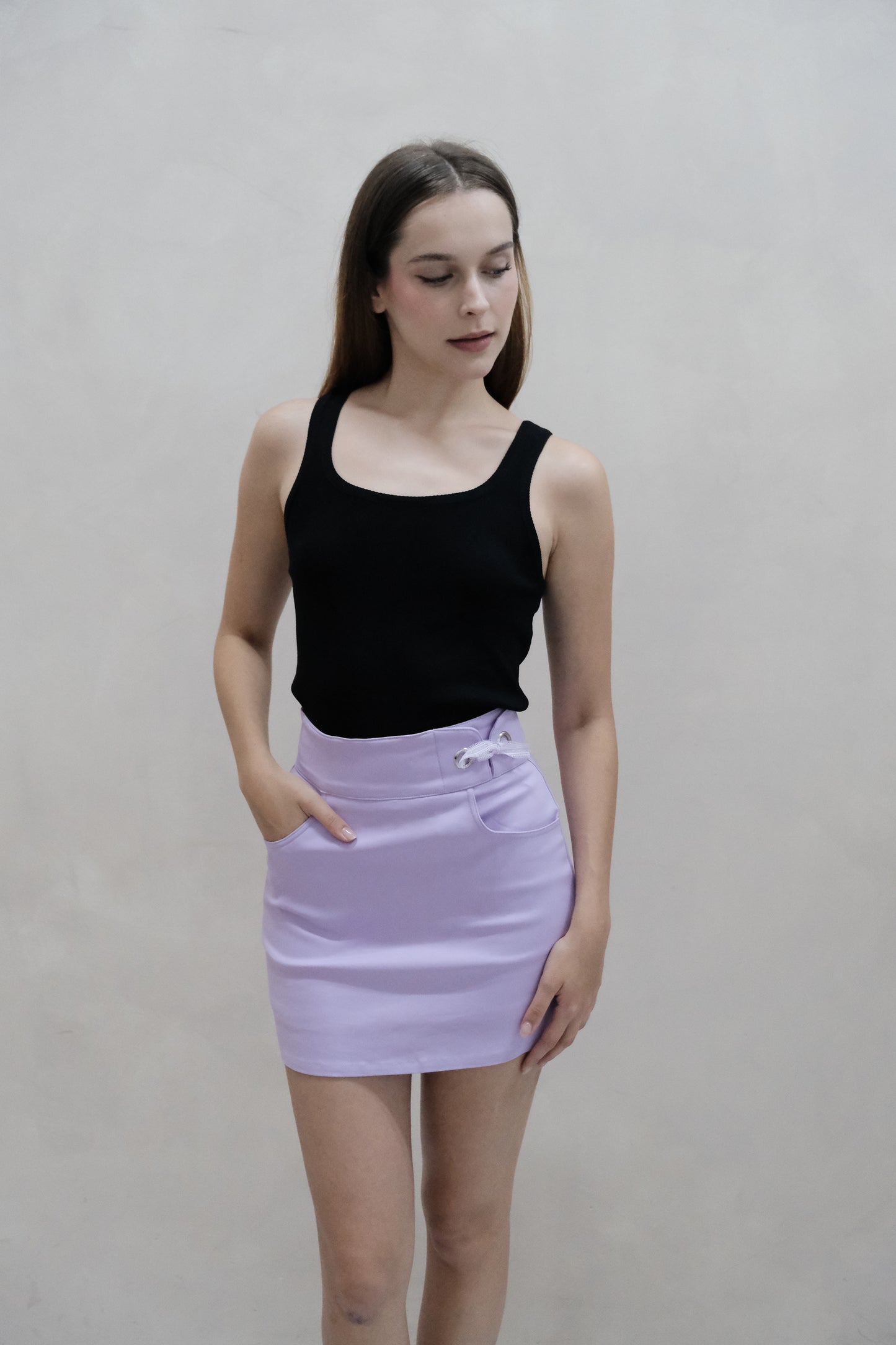 AVERYDAY Freyda Ribbon Lace Skorts in Lilac