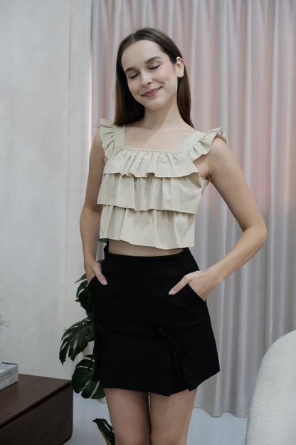 Lily Layered Wave Top in Khaki