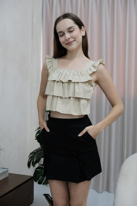 AVERYDAY Lily Layered Wave Top in Khaki