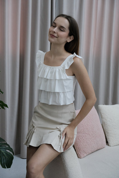 Lily Layered Wave Top in White