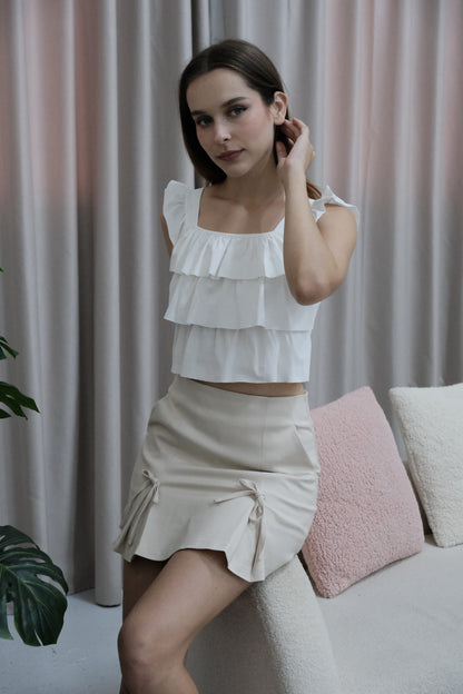 Lily Layered Wave Top in White