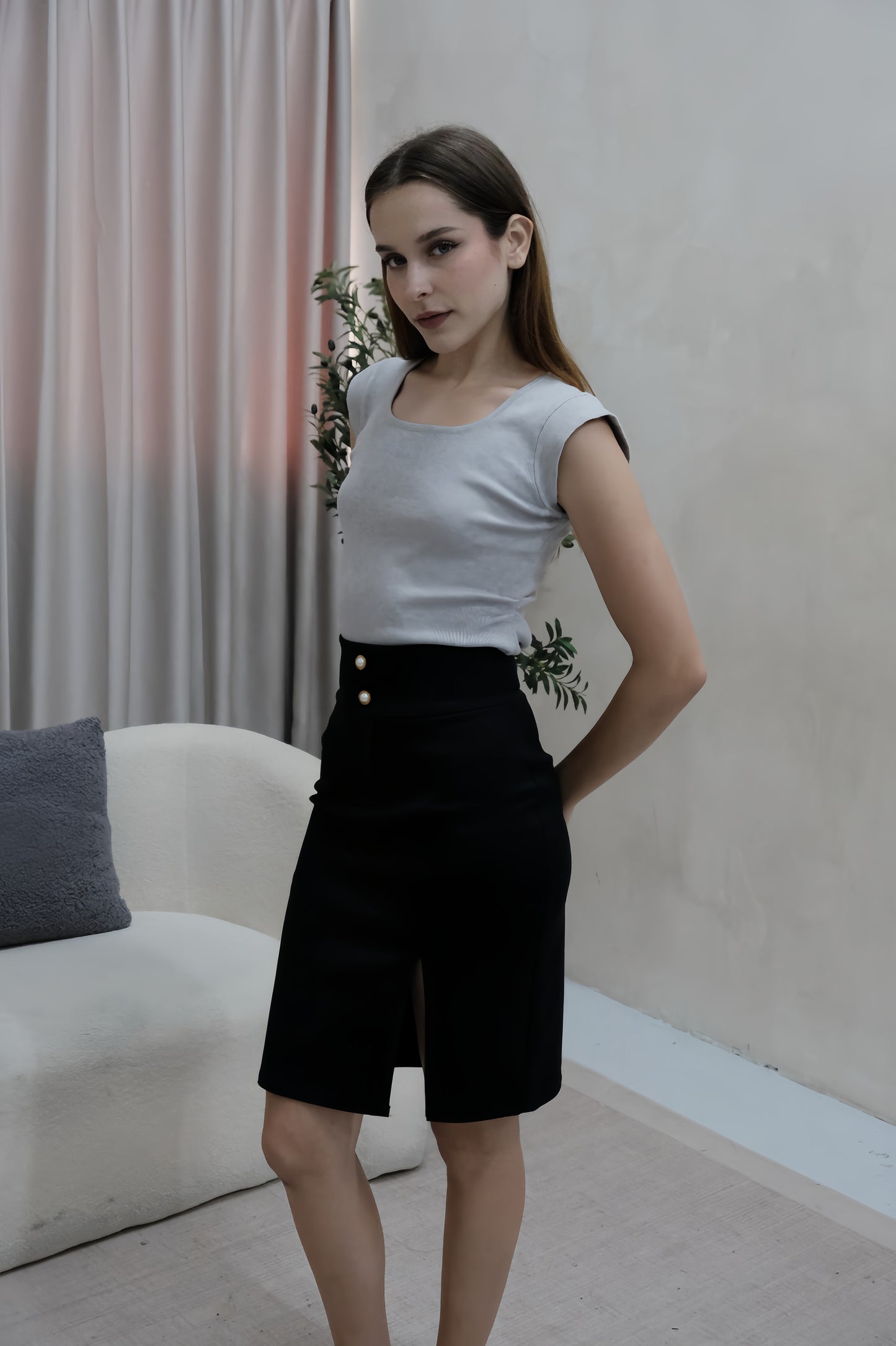 AVERYDAY Rayna Pearl Work Skort in Black