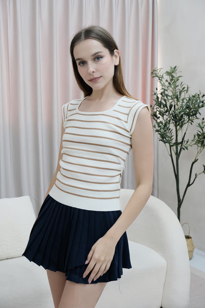 Khloe Stripe Knit Top (Brown)