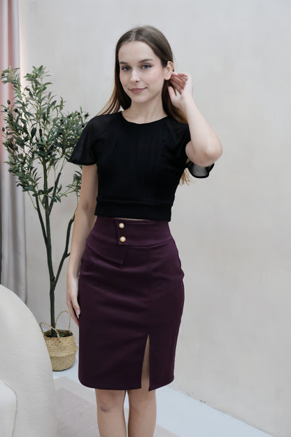 Rayna Pearl Work Skort in Burgundy