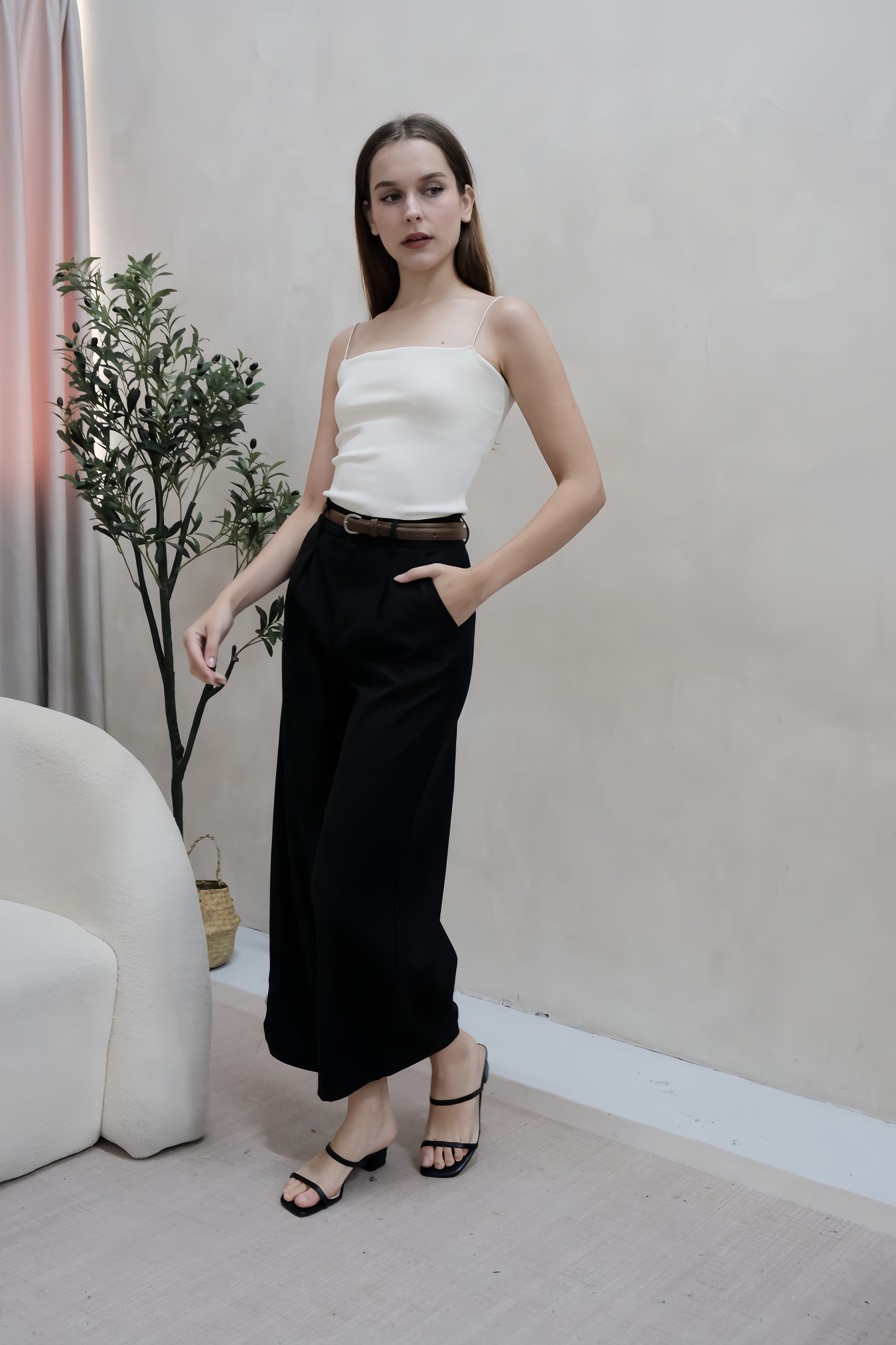 AVERYDAY Erika Work Pants with Belt in Black