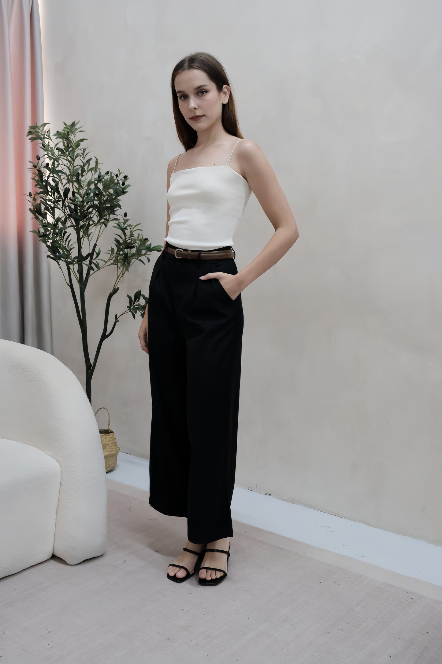 AVERYDAY Erika Work Pants with Belt in Black