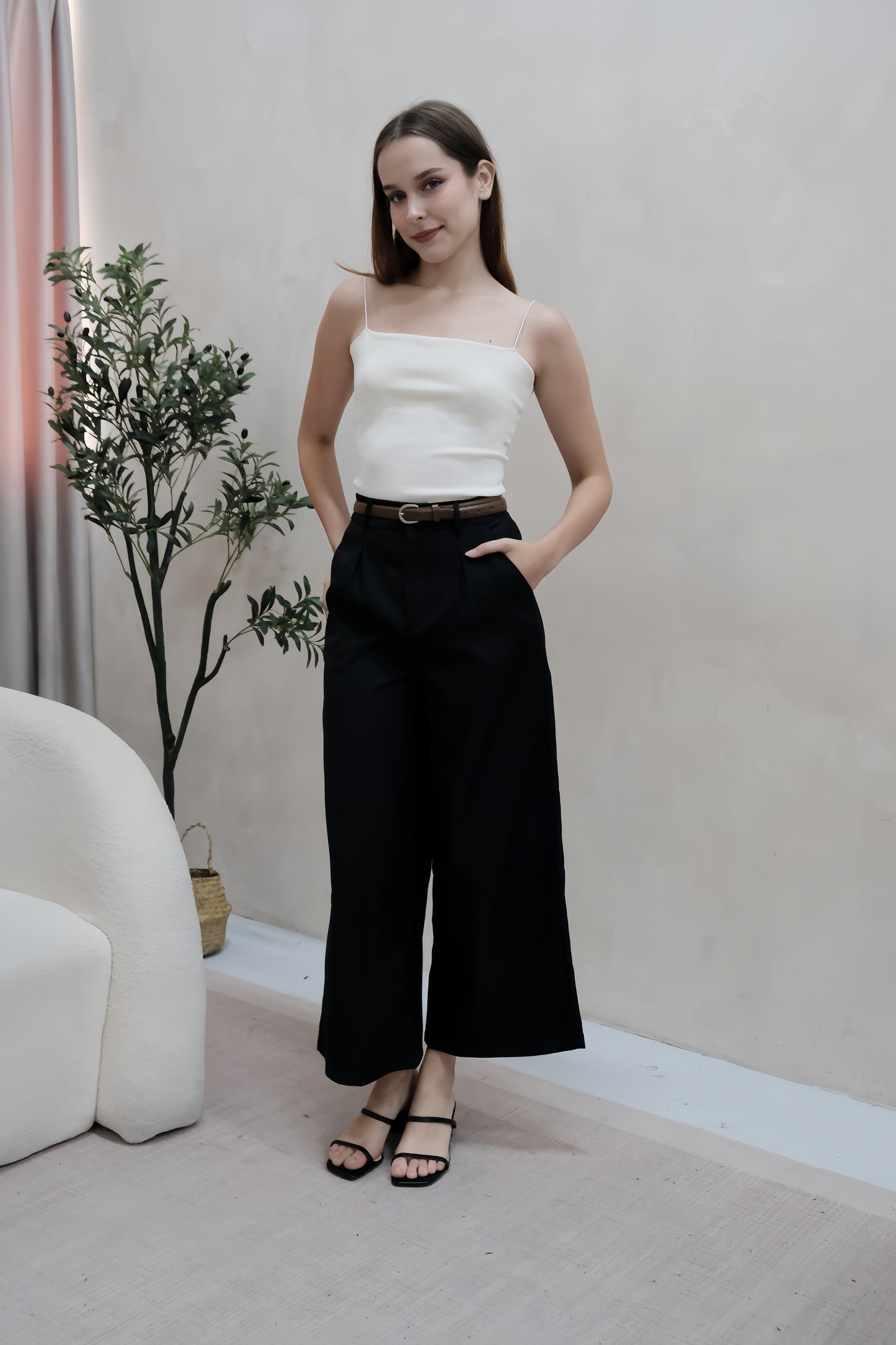 AVERYDAY Erika Work Pants with Belt in Black