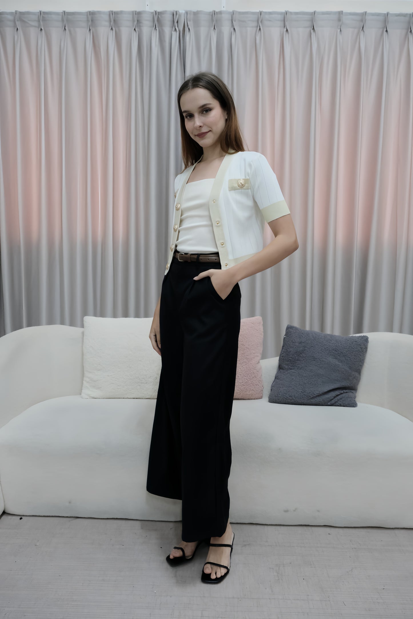 AVERYDAY Erika Work Pants with Belt in Black