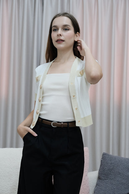 Autumn Button Knit Top in White