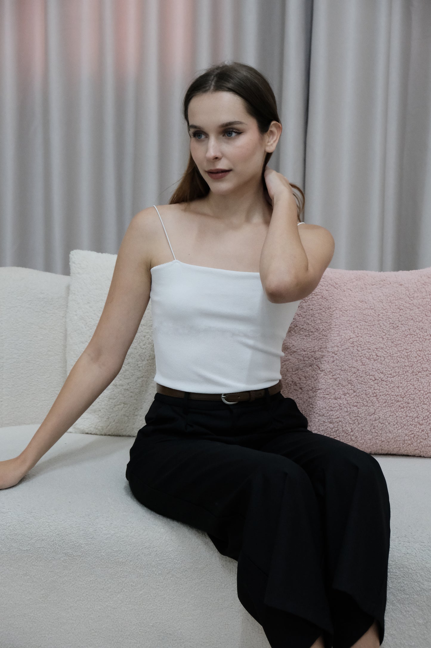 AVERYDAY Mila Basic Knit Camisole Top in White