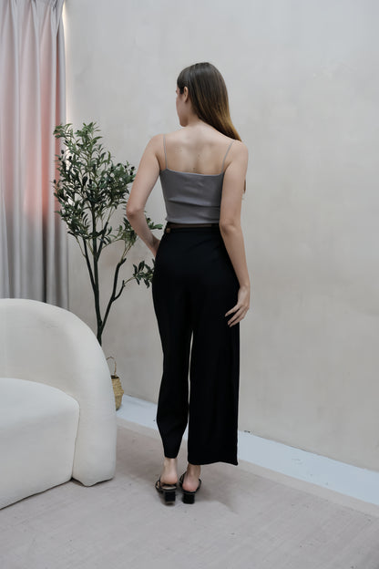 Erika Work Pants with Belt in Black