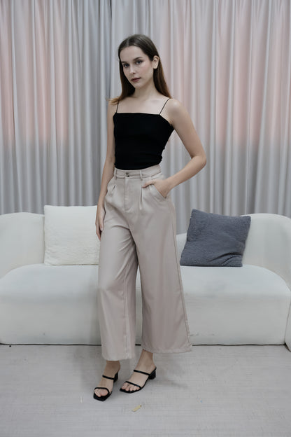 Erika Work Pants with Belt in Blush Beige