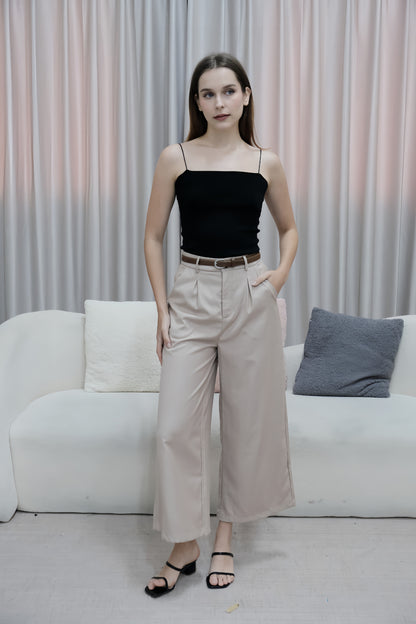 Erika Work Pants with Belt in Blush Beige