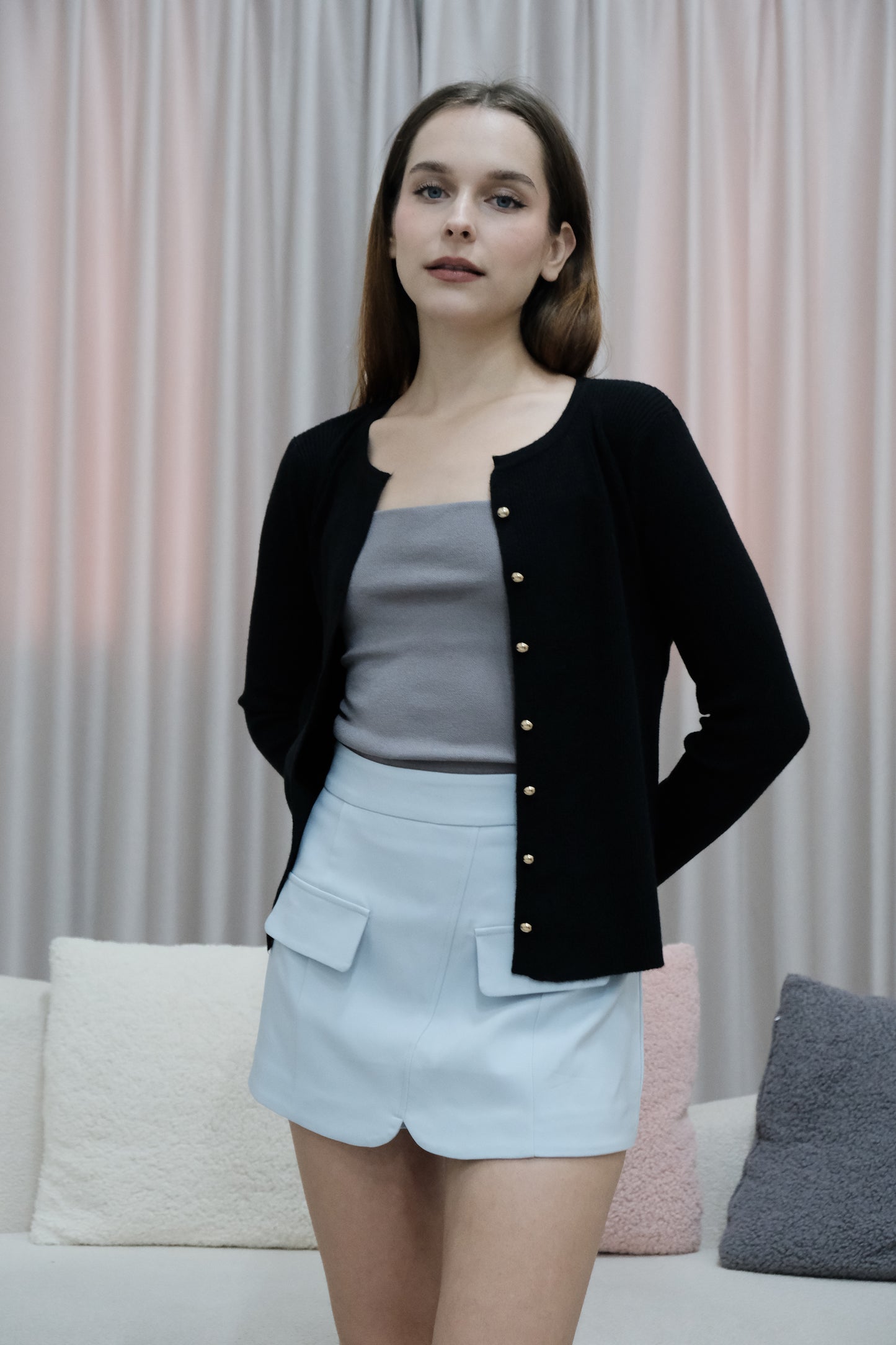 AVERYDAY Taylor Soft Knit Button Cardigan in Black