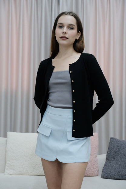 Taylor Soft Knit Button Cardigan in Black