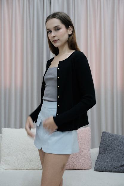 Taylor Soft Knit Button Cardigan in Black