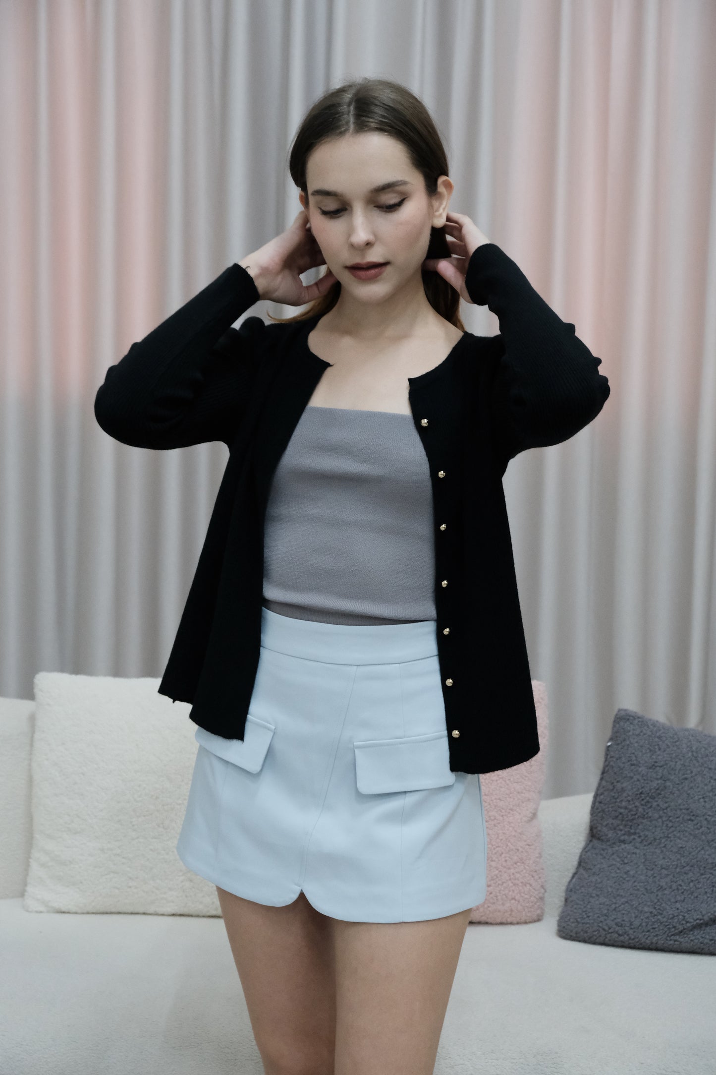 AVERYDAY Taylor Soft Knit Button Cardigan in Black