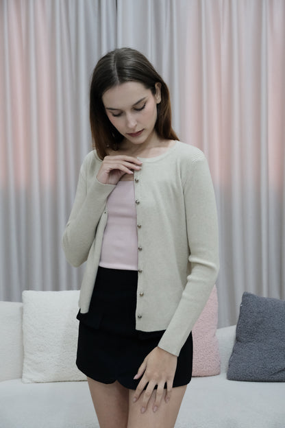 Taylor Soft Knit Button Cardigan in Khaki