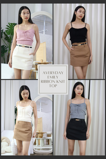 *Bundle* Emily Ribbon Knit Top in Soft Pink/Ice Cream/Muted Black/Slate Grey